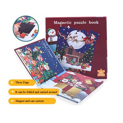 China Eco-friendly Kids Folding Magnetic Puzzle Paper Book Christmas Brain Teaser Toy For Children for sale