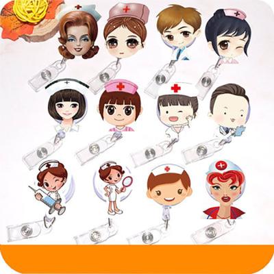 China ID Card Badge Holding Badge Holder Custom Hot Cartoon Retractable Medical Badge Reel for sale