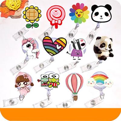 China ID Card Badge Holding Retractable ID Badge Holder Custom Cartoon Badge Reel With Hook for sale