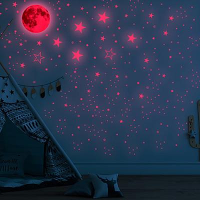 China Durable Hot Stickers Star And Moon Glowing Decorative Room PVC Wall Stickers Decoration for sale