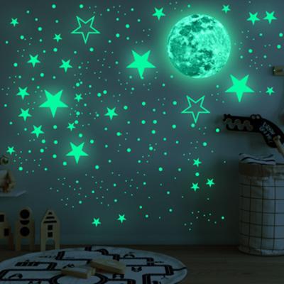 China Waterproof+Eco-friendly Amazon Warm Glow in the Dark Star and Moon Room Wall Stickers Home Decoration for sale