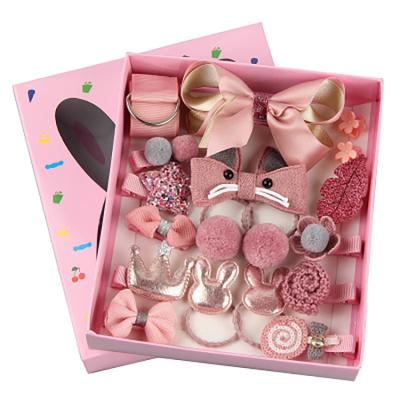 China Hot Fashionable Kids Hair Accessories 18 PCS Cute Hair Ties And Hair Clip Set For Girls for sale