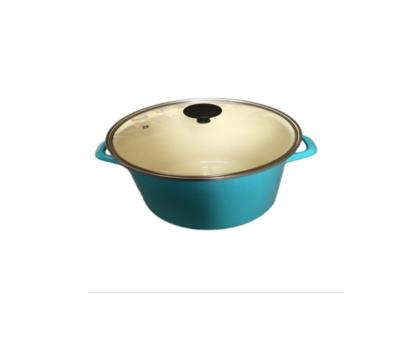 China Sustainable Kitchen Enamel 20L Cooking Pot With Glass Lid for sale