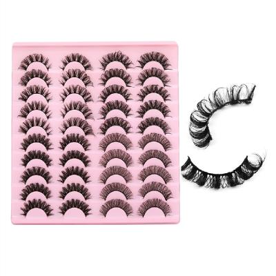 China Natural Russian Reusable Faux Mink Lashes Natural D Curl Long Thick Silk Lashes D Loop Eyelash Strip Different Lashes for sale