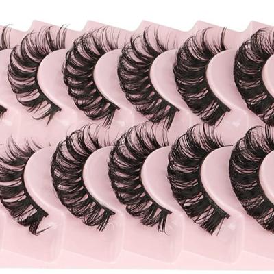 China New D Strip Russian Cat Eye Wispy Fluffy 3D Spike Russian Volume Strip Lashes Thick Curl Strands 2022 Natural Wholesale Seller for sale