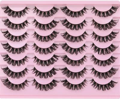 China 2022 Private Label Soft Natural Faux Mink Eyelashes Russian Style Strip Lashes Double Density Deep Curl Russia Strip Lashes for sale