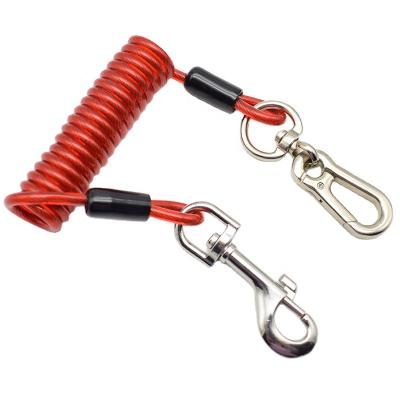 China Customized Galvanized Steel Coiled Retractable Lanyard Wire Rope Safety Cable Tool Factory Reel Lanyard for sale