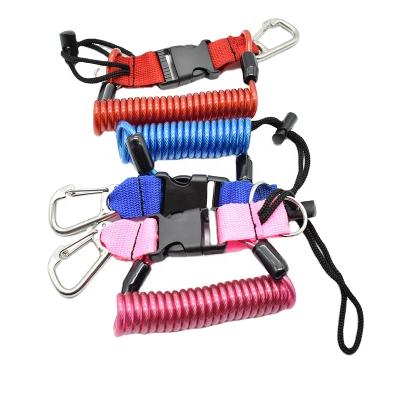 China Reliable 304 Stainless Steel Spring Safety Fishing Outdoor Factory Coiled Cable Lanyard Parts Fishing Safety Rope 5mm for sale