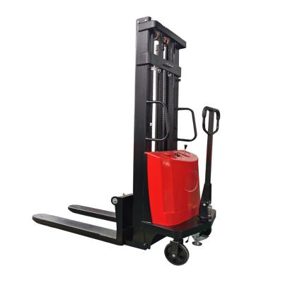 China 3m 1.5ton Warehouse Material Handling Handling Forklift Semi-Electric Manual Stacker Pallet Walking Forklift for sale