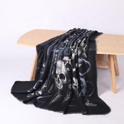 China PORTABLE Custom Skull Printed Micro Mink Covers Travel Covering 100% Poliester Low Moq for sale