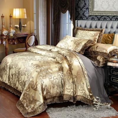 China New luxury anti-static satin jacquard cotton sheet bedspread comforter bedding set for home for sale