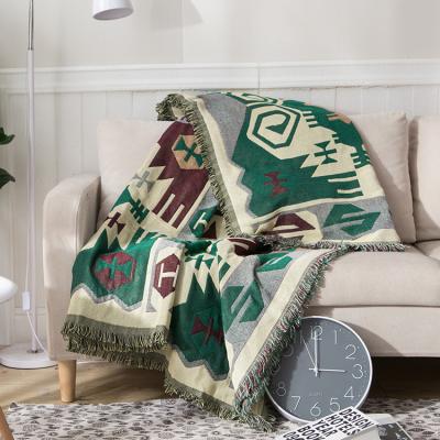 China American Style Wholesale High Quality Anti-static Sofa Woven Blanket Turtle Back Double Sided Cotton Blanket For Sofa for sale