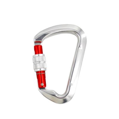 China Outdoor Climbing Activity CE UIAA D Form Custom Snap Hook Outdoor Locking Climbing Aluminum 30KN Carabiner for sale