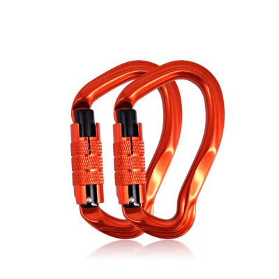 China Outdoor Climbing Activity 23KN D Shaped Custom Aluminum Rock Climbing Twist Lock Carabiner Locking Clip for sale