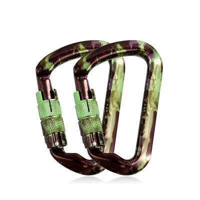 China Outdoor Climbing Activity D Shaped 30kN Carabiner Climbing Custom Wholesale Aluminum Locking Aluminum Hook Camping for sale