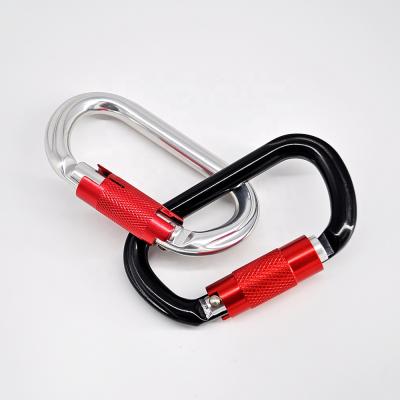 China Outdoor Climbing Activity 25KN UIAA CE Certified Snap Hook D Shaped Custom Locking Aluminum Climbing Carabiner for sale