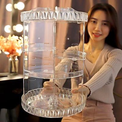 China Bulk Dropshipping Folding 360 Degree Rotating Acrylic Organizer Cosmetic Storage Box Makeup Storage for sale