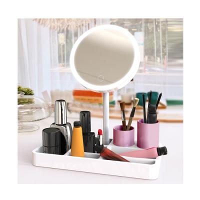 China Portable Desktop Lighted Makeup Case Makeup Mirror With Led Light for sale