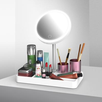 China Wholesale Folding Storage Lighted Make Up Mirror Custom LED Makeup Mirror With LED Light for sale