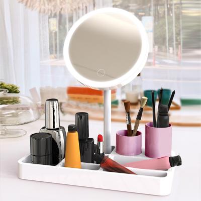 China Lighted Magnifying Table 360 ​​Rotation LED Makeup Mirrors With LED Lights for sale