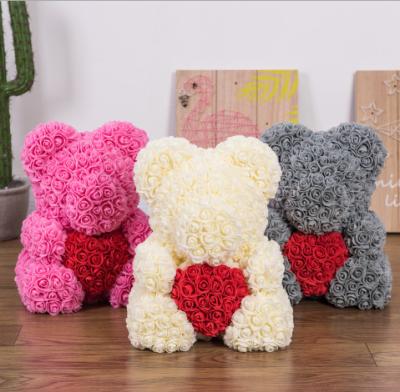 China Classic High Quality Rose Soap Flower Rose Bear For Girlfriend Gift Foam Rose Bear for sale