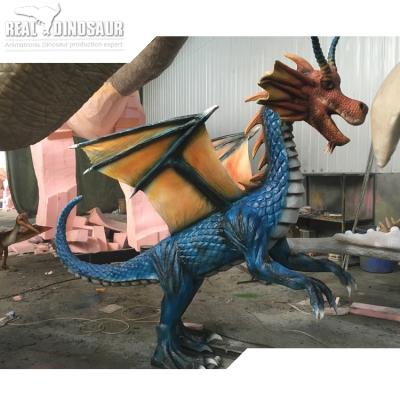 China Robotic Model Smoke Golden Dragon Garden Golden Colors Dinosaur Statue for sale