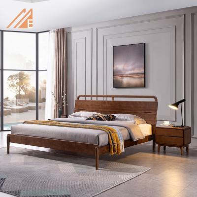 China Modern Nordic Style Solid Wood Bedroom Furniture Set Solid Ash Wood Adults Queen Size Bed for sale