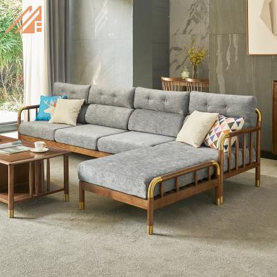 China Sectional Sofa Set Modern Living Room Furniture Ash Wood Frame Sectional Sofa with Copper Finish for sale