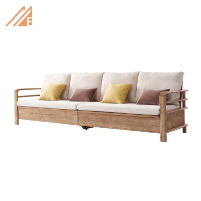 China Nature Wood Color Living Room Furniture Convertible Fabric Sofa Sets With Storage for sale