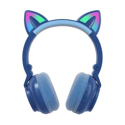 China 2021 New Trending Adorable Cat Ear Headphones BT 5.0 Led Foldable Lights Gaming Headphones Radio for sale