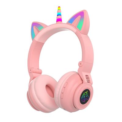 China Hot Selling Adorable Headphones Led Cat Ears Headset Noise Canceling Stereo Gaming Wireless Headphones for sale