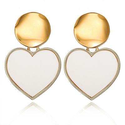 China Fashion Women's Jewelry Fashion Simple Acrylic Stud Earrings New Retro Gold Bohemian Heart Drop Earrings For Women for sale