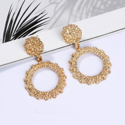 China New Gold Plated Large Statement Drop Earrings Silver Boho Fashion Temperament Round Shape Stud Earrings Jewelry For Women for sale