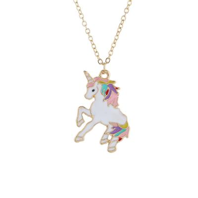 China Fashion New Mens Womens Jewelry Unicorn Gold Oil Drip Necklaces Temperament Charm TRENDY Colorful Clavicle Chain Fashion Pendant Necklaces for sale