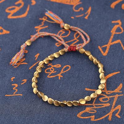 China 2021 Fashion Men's Cool Handmade Wire Copper Beaded Bracelets Shaped Creative Copper Beads Pull Tassel Charm Bracelets Men for sale