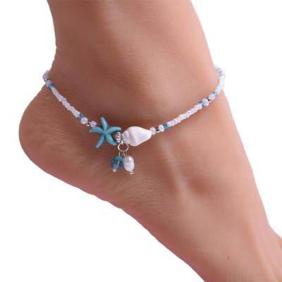 China New Fashion Charm Trendy Bohemian Starfish Woven Anklets Accessories Beach Shell Conch Bracelet Jewelry Anklets For Women for sale