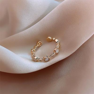 China 2021 Simple Open Rings TRENDY Simple Women Wedding Small Round Gold Luxury Trendy Ladies Fashion Personality Opal Jewelry Rings for sale