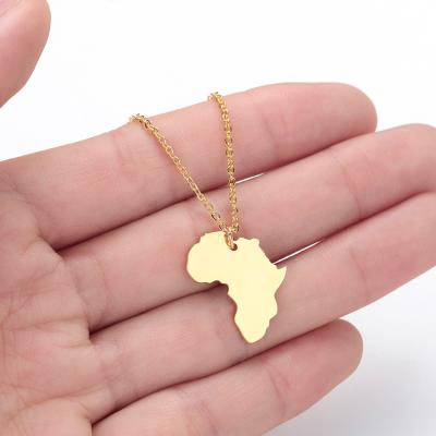 China 2020 New Trendy Fashion Mens Charm Stainless Steel Necklaces Accessories Gold Africa Map Jewelry Pendant Chain Necklaces For Women for sale