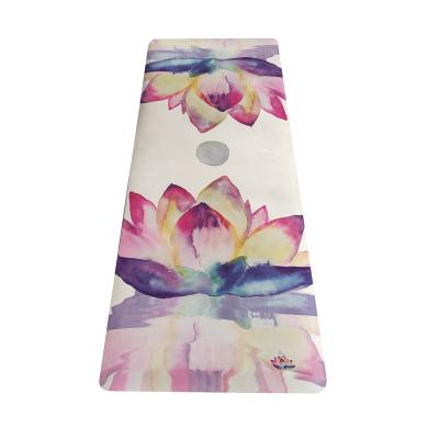 China Unique high quality yoga mat natural rubber suede anti-slip waterproof washable durable non-slip for home fitness flower pattern for sale