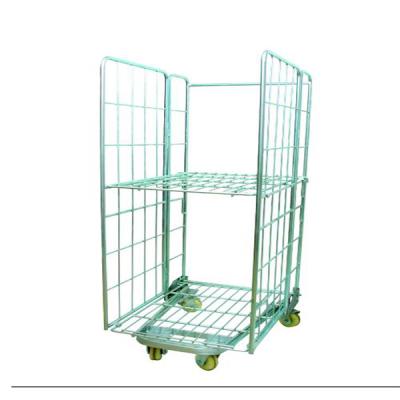 China Metal Cage Storage Roll Container,Folding Roll Trolley for sale