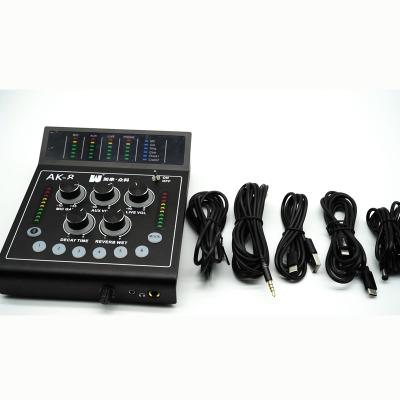 China Recording Streaming Live Broadcasting Audio Sound Card Recording with Voice Switch and AK-8 Sound Effect for sale