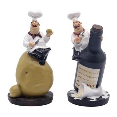 China Custom Creative Chef Figurine Chef Statue Europe Resin Ornament Kitchen Decor for sale