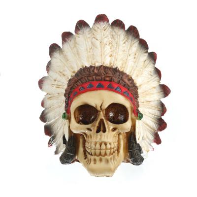 China Wholesale Europe Resin Skull Indian Head For Halloween Head Creative Head Skeleton Skull for sale