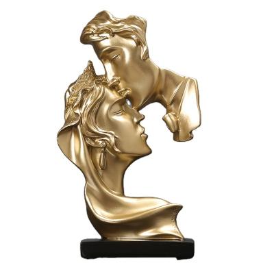 China Europe Resin Opens Resin Abstract Statue Kiss Lovers Art Wedding Decorations For Home Home Decors for sale