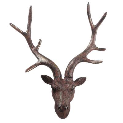 China Europe Vintage Decor Resin Embroidery Silver Color Deer Head Statue Deer Head Home Decoration Vintage Wall Mounted for sale