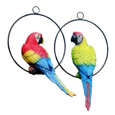 China Europe Custom Design Resin Crafts Painted Parrot Statue Polyresin Hanging Home Decoration for sale