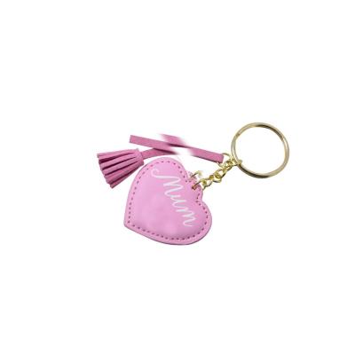 China Custom Faux Leather Sublimation Leather Key Chain With Metal Ring for sale