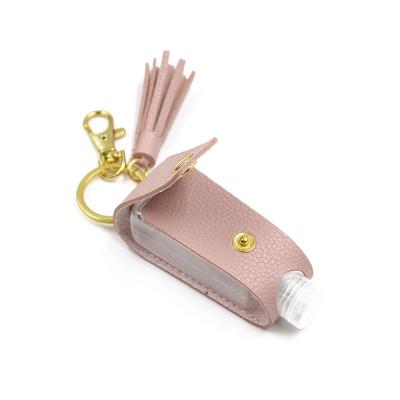 China Leather Spray Bottle Waist Travel Bottle Holder Sanitizer Hand Key Chain for sale