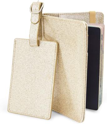 China Fashion Glitter PU Leather Passport Holder And Luggage Tag for sale