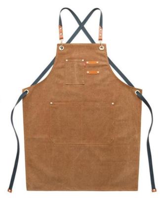 China Adjustable Canvas Cleaning Apron with Pockets for Florist Artist and Adult Painter for sale